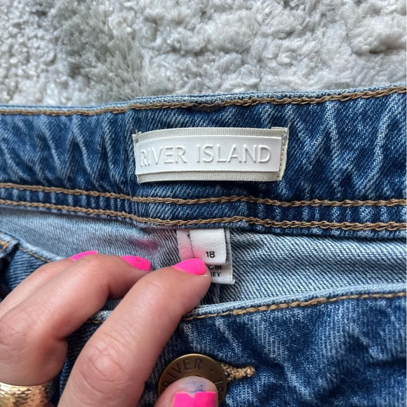 River Island flare jeans high rise sculpt raw hem plus size 14 new - Picture 3 of 13